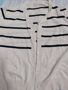Striped Short Sleeve Cardigan