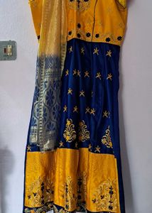 Blue and Yellow Embroidered dress