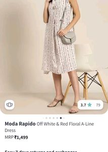 Off White Red Floral A Line Dress