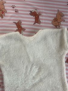Fluffy White Sleeveless Top