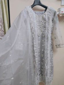 Grey Organza Kurta Set🤍
