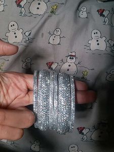 Sparkling Silver Bangles Set