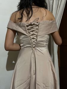 Elegant Off-Shoulder Satin Midi Dress