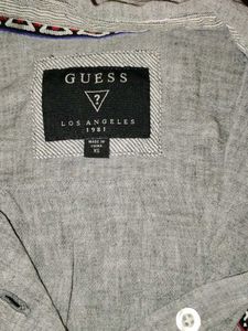 Guess Grey Linen Button-Up Shirt