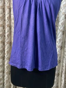 Purple Beaded Neckline Tank Top