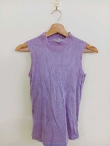 Lilac Mock Neck Sleeveless Top