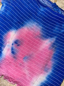 Blue Pink Tie-Dye Smocked Crop Top