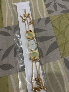 Unique Gold Chain Watch with Charms
