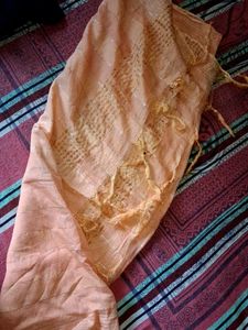 Elegant Peach Dupatta with Golden Accents