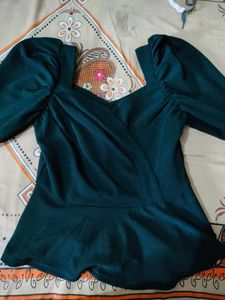Teel Green Peplum Top