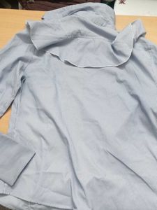 ONLY chic Striped Ruffle Button-Up Shirt