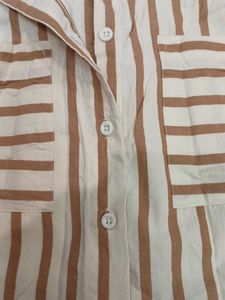 Striped Button-Up crop Top(will come in well iron