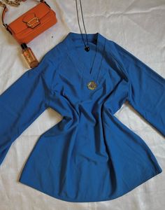 Elegant Blue V-Neck Top