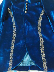 Men's Royal Blue Velvet Sherwani Jacket