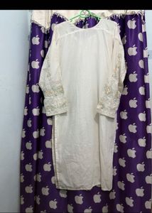 Elegant White Kurta Set with Floral Dupatta