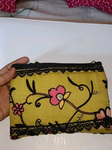 Embroidered Floral pouch