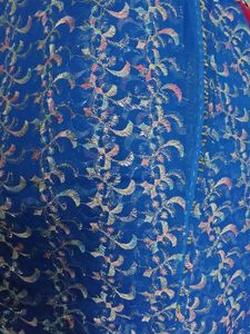 Embroidered Blue Sheer Fabric