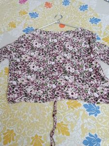 Floral Print Tie-Front Top