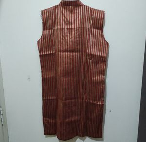 Red And Gold Striped Kurta