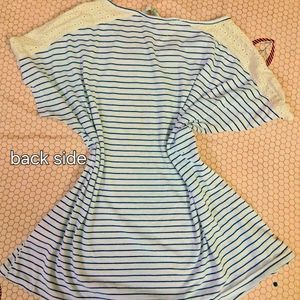 Striped Casual oversized tshirt with Lace Detail