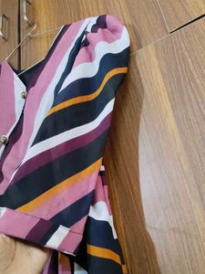 Striped Wrap Midi Dress
