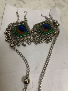 Peacock Feather Necklace &amp; Earrings Set