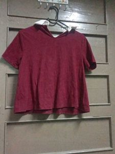 Maroon Top w/ White Collar