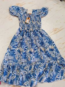 12-14 year Bohemian Blue Floral Maxi Dress