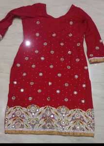 Red Embroidered Salwar Suit