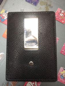 Coach Black Leather Money Clip Wallet