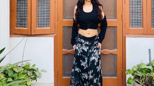 Floral palazzo &amp; Black Top Set