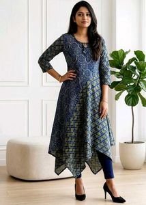 Stylish Asymmetrical Blue Kurta