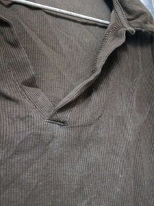 Zara Brown Collared Crop Top