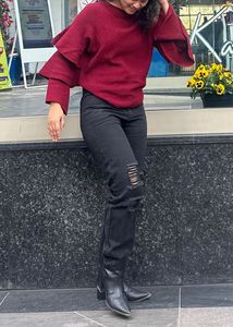 Black Ripped Wide Leg Jeans