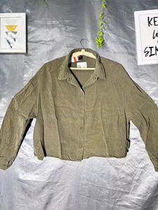 ZARA Olive Green Button-Up Cropped Jacket