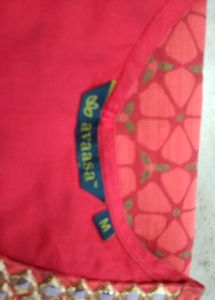 2 Layered Red Kurta with Mirror Work
