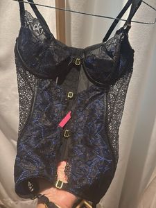 Two-Tone Black &amp; Blue Lace Corset