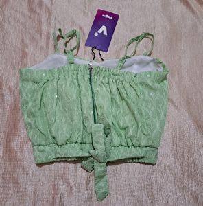 Sweetheart Neck Padded Crop Top With Detachable Sl