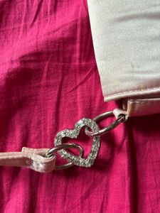Primark Pink Satin Heart Detail Shoulder Bag