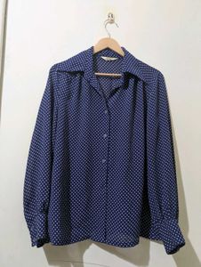 Vintage Polka Dot Button-Up Blouse
