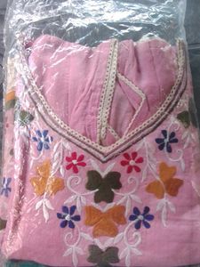 Pink Kurta with Floral Embroidery