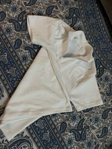 Cream Quarter Zip T-Shirt