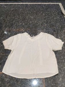 Cream Textured Puff Sleeve Top
