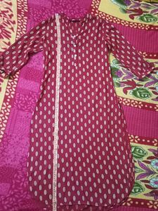 Maroon Printed Kurta