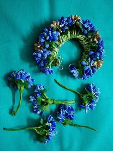 Blue &amp; White gold Floral Hair Accessory