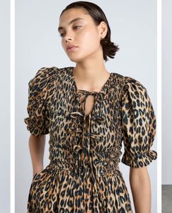 Damson Madder Bluebelle Leopard Print Midi Dress