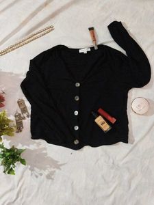 Chic Black V-Neck Button-Up Cardigan