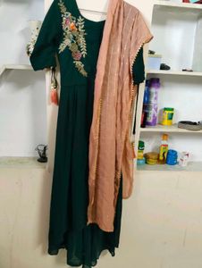Emerald Green Embroidered Anarkali Suit