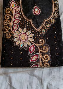 Black Dress Material with Embellishments