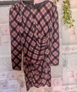 Plaid Flattering Long Sleeve Dress